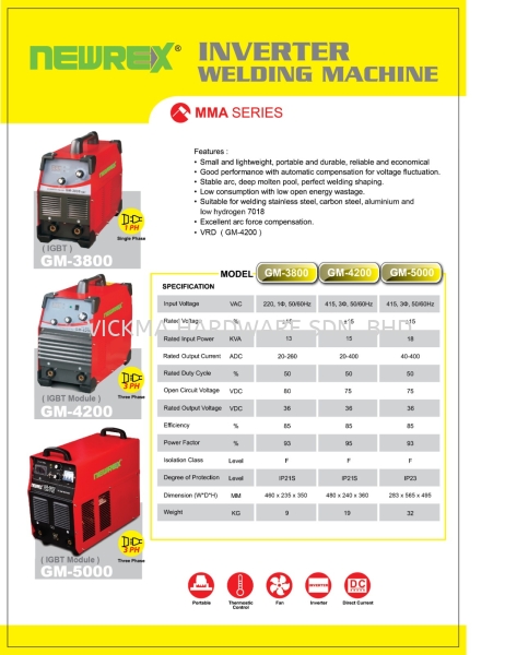 NEWREX INVERTER WELDING MACHINE GM3800+GM4200+GM5000 NEWREX WELDING EQUIPMENT ACCESSORIES Johor Bahru (JB), Malaysia, Mount Austin Supplier, Suppliers, Supply, Supplies | VICKMA HARDWARE SDN. BHD.