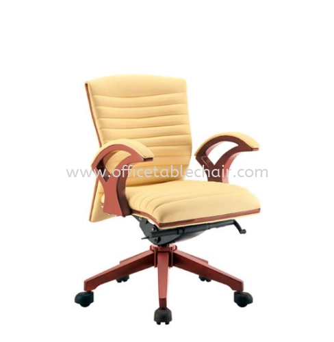 ZINGER ll DIRECTOR LOW BACK LEATHER CHAIR C/W WOODEN TRIMMING LINE