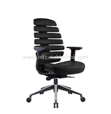 YOGA EXECUTIVE MEDIUM BACK PU CHAIR WITH TWO TONE ALUMINIUM ROCKET DIE-CAST BASE WITH SIDE EPOXY BLACK ACL 2228