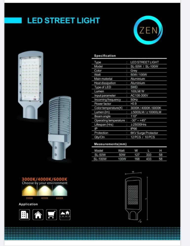 ZEN LED STREET LIGHT LANTERN SL 50W OR SL 100W 3000K 4000K 6000K Kuala  Lumpur (KL), Selangor, Malaysia Supplier, Supply, Supplies, Distributor |  JLL Electrical Sdn Bhd