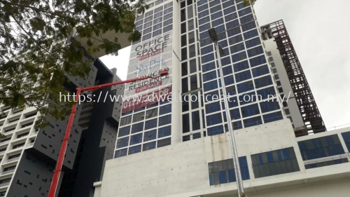 Giant banner & mesh tarpaulin installed at Cyberjaya