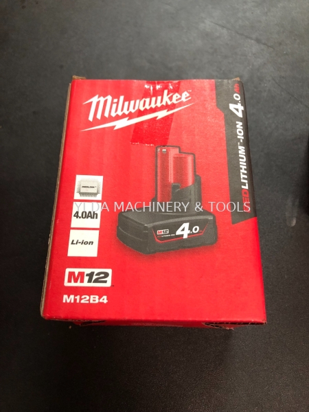 MILWAUKEE M12B4 BATTERY 4.0AH M12 Accessories Kuala Lumpur (KL), Malaysia, Selangor, Kepong Supplier, Suppliers, Supply, Supplies | YI DA MACHINERY & TOOLS