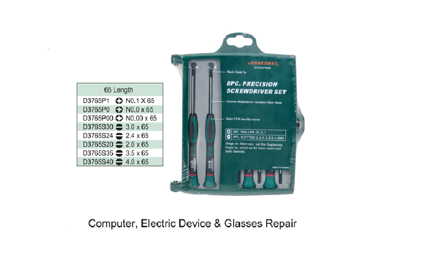 8PCS PRECISON SCREWDRIVER SET(L:65MM)