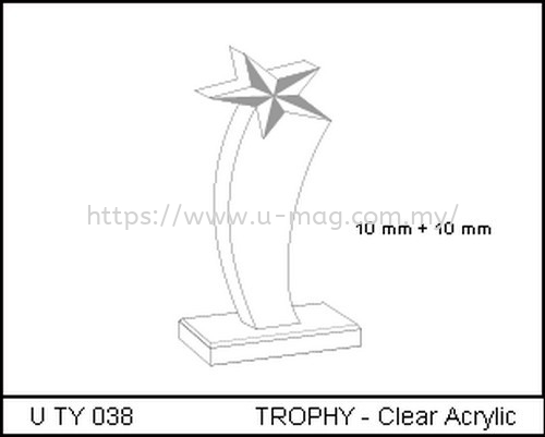 U TY 038 TROPHY - Clear Acrylic TROPHY Malaysia, Johor Bahru (JB), Ulu Tiram Manufacturer, Supplier, Supply, Supplies | U-Mag Acrylic Products (M) Sdn Bhd