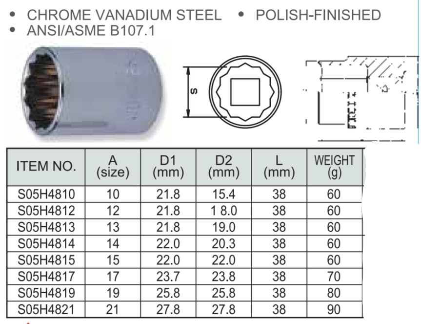 DR.12PT SOCKET (MAXI-DRIVE)