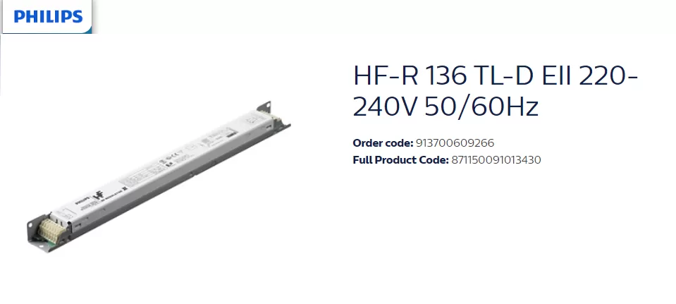 PHILIPS HF-R 136 TL-D EII 220-240V 50/60HZ DIMMABLE ELECTRONIC BALLAST 9137006092 