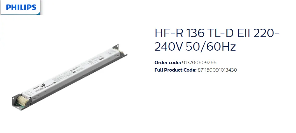 PHILIPS HF-R 136 TL-D EII 220-240V 50/60HZ DIMMABLE ELECTRONIC BALLAST 9137006092 