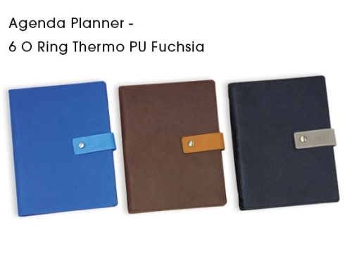 Planner 2021 with 6 O Ring Thermo PU Fuchsia 03