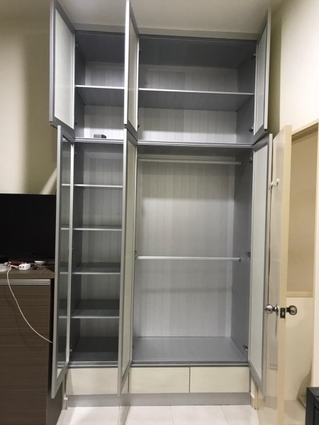 Woodgrain Wardrobe Aluminium Wardrobe JB, Johor Bahru, Malaysia Aluminium Fabrication, Glass Partition | METALIFE