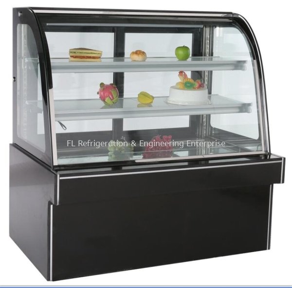 CAKE SHOWCASE CURVE BLACK CAKE SHOWCASE DISPLAY REFRIGERATOR (CHILLER OR FREEZER) Johor Bahru (JB), Malaysia Supplier, Suppliers, Supply, Supplies | FL Refrigeration & Engineering Enterprise (M) Sdn Bhd