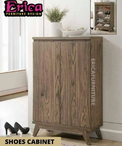 ERICA Shoe Cabinet Solid Wood / Nice Colour / wood Shoes Rack / Shoes Storage Rack / Kasut Cabinet /