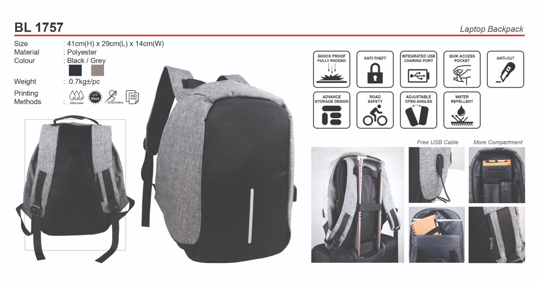 BL1757 Laptop Backpack (A)