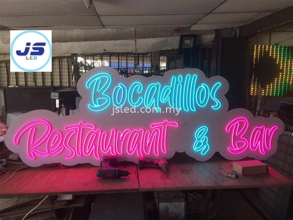 LED NEON Sign - Ice Blue And Pink  ~ Bocadillos Restaurant & Bar