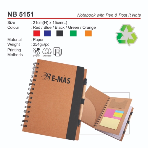 D*NB 5151Notebook with Pen & Post IT Note