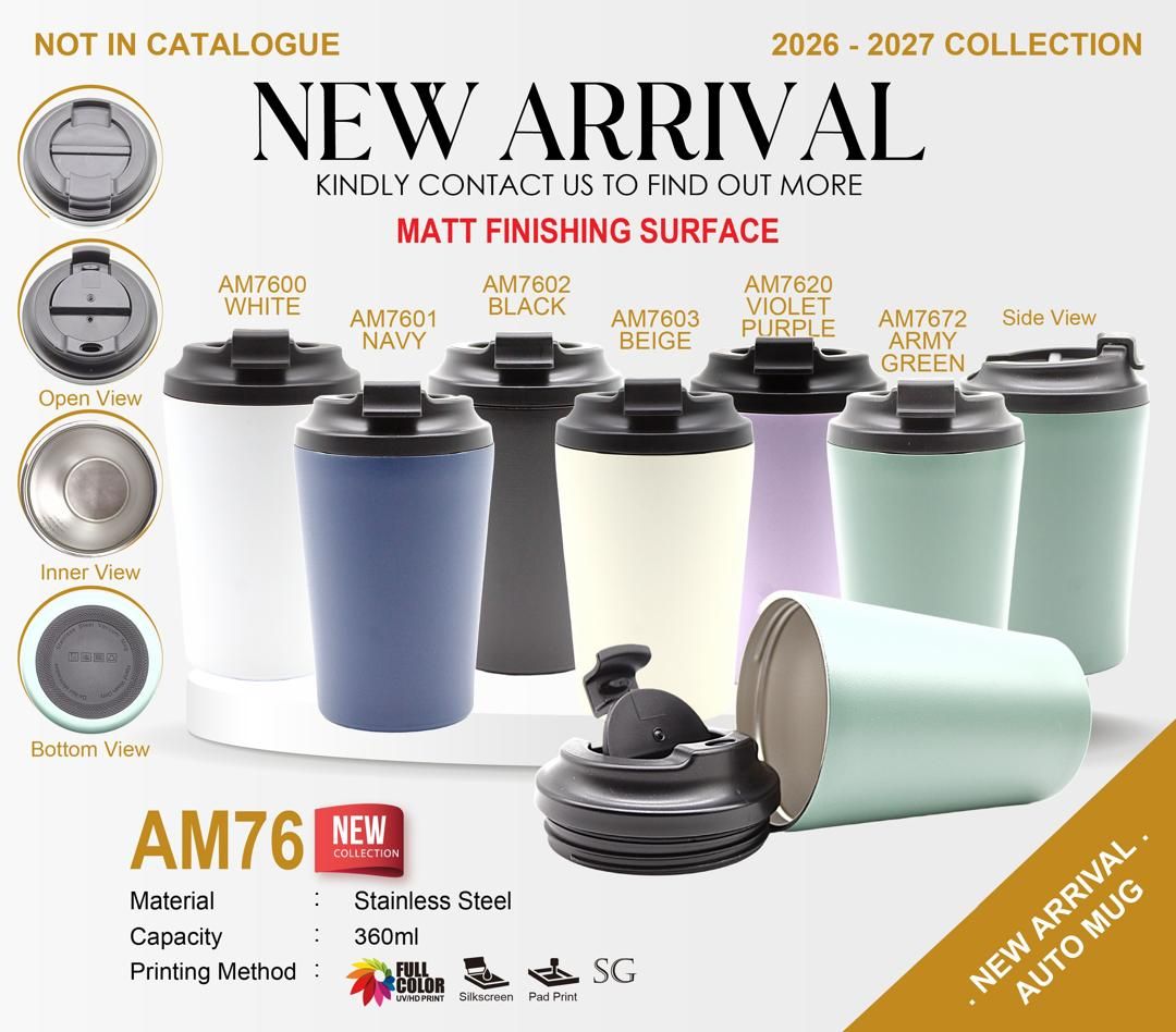 AM76 Automug 360ml Stainless Steel Vacuum Mug | Matte Finish Travel Tumbler | Hot & Cold Insulated Coffee Cup | Portable Thermo Mug with 7 Color Options
