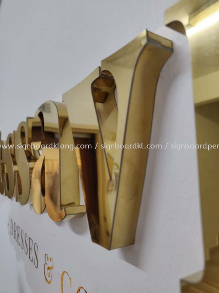 Dressaville Dresses & Gowns Stainless steel Gold coating 3D box up lettering indoor classic signage at kuchai lama oug puchong Kuala Lumpur Huruf Timbul Keluli Tahan Karat Klang, Malaysia Supplier, Supply, Manufacturer | Great Sign Advertising (M) Sdn Bhd