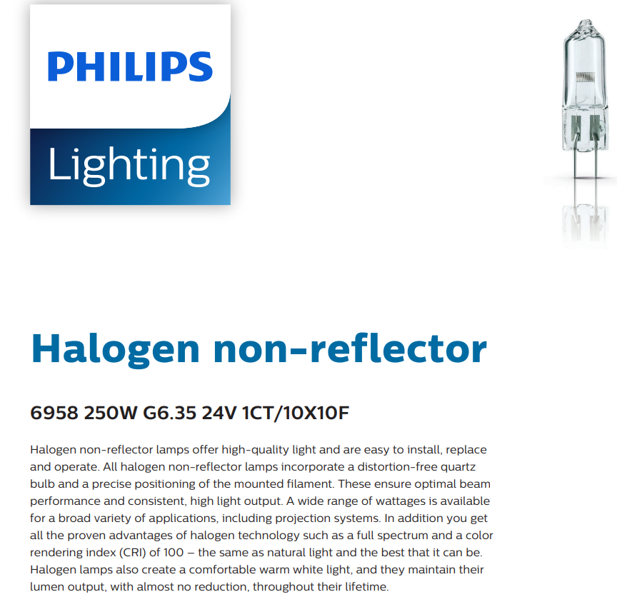 PHILIPS 6958 250W G6.35 24V 871150040989850