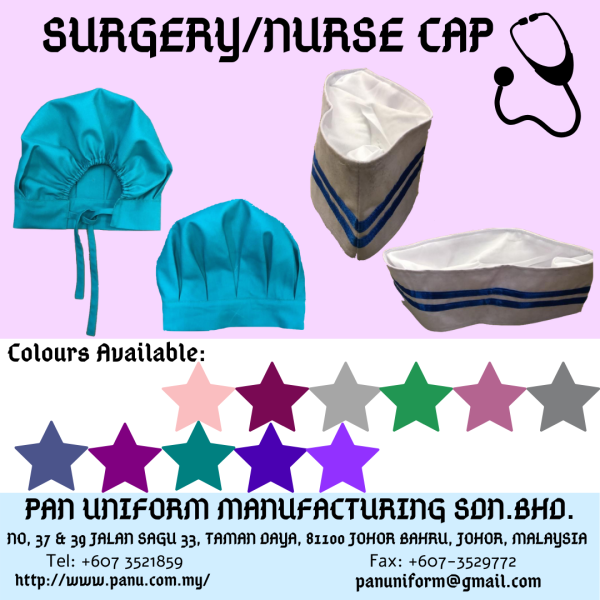 surgery/nurse cap Others Johor Bahru JB Malaysia Uniforms Manufacturer, Design & Supplier | Pan Uniform Manufacturing Sdn Bhd