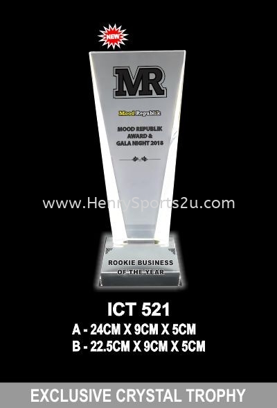 ICT 521 EXCLUSIVE CRYSTAL TROPHY A Crystal Trophy Trophy Award Trophy, Medal & Plaque Kuala Lumpur (KL), Malaysia, Selangor, Segambut Services, Supplier, Supply, Supplies | Henry Sports