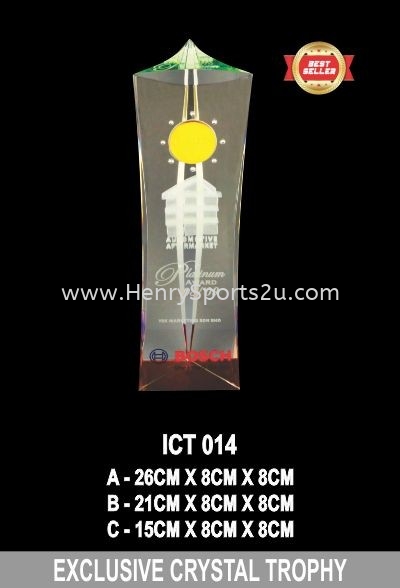 ICT 014 EXCLUSIVE CRYSTAL TROPHY Crystal Trophy Trophy Award Trophy, Medal & Plaque Kuala Lumpur (KL), Malaysia, Selangor, Segambut Services, Supplier, Supply, Supplies | Henry Sports