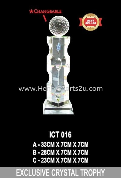 ICT 016 EXCLUSIVE CRYSTAL TROPHY Crystal Trophy Trophy Award Trophy, Medal & Plaque Kuala Lumpur (KL), Malaysia, Selangor, Segambut Services, Supplier, Supply, Supplies | Henry Sports
