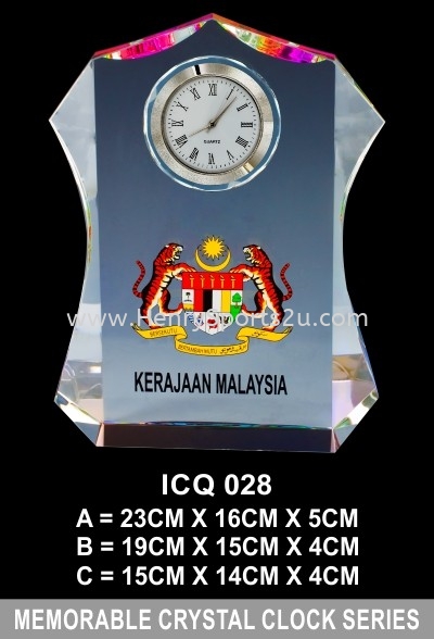 ICQ 028 MEMORABLE CRYSTAL Crystal Series (C) Trophy - Clock Items Award Trophy, Medal & Plaque Kuala Lumpur (KL), Malaysia, Selangor, Segambut Services, Supplier, Supply, Supplies | Henry Sports