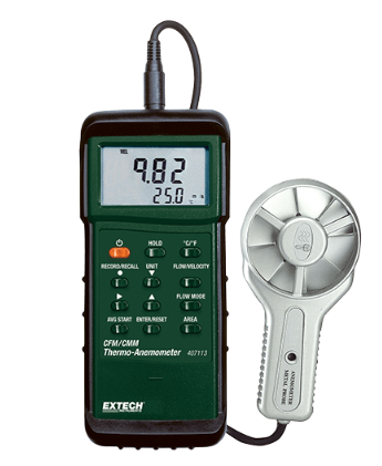 Extech 407113 Heavy Duty CFM Metal Vane Anemometer