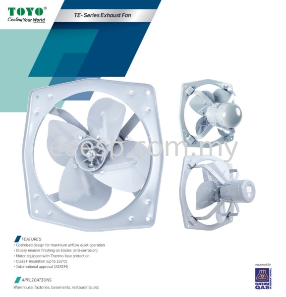 Toyo Industrial Exhaust Fan (Sirim) Industrial Exhaust Fan 12/15/18/24" Fan Selangor, Malaysia, Kuala Lumpur (KL), Puchong Supplier, Suppliers, Supply, Supplies | Efficient Energy Electrical Sdn Bhd