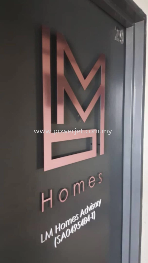 Metal with Rose gold signage 