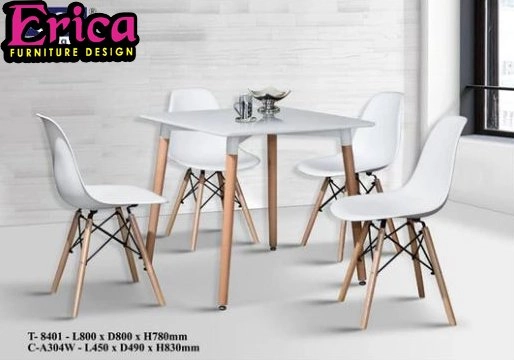 ERICA Stylish F&B Dining Table Set - T-8401+C-A304W (1+4)