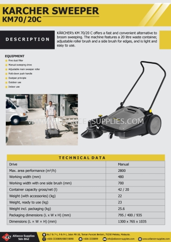 KARCHER SWEEPER KM70/20C - PROMO RM 2300 PER UNIT