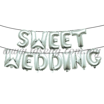 17inch Sweet Wedding Foil Balloon Set *Silver (FB-WD-S1701S)