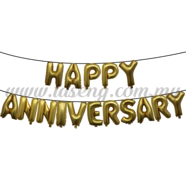 17inch Happy Anniversary Foil Balloon Set *Gold (FB-WD-S1703G)