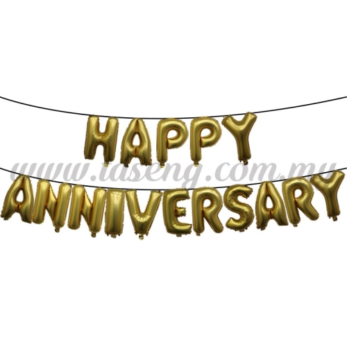 17inch Happy Anniversary Foil Balloon Set *Gold (FB-WD-S1703G)