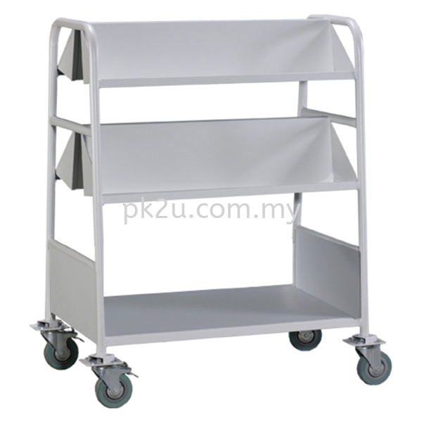 LBEM-3S-A1 - Double Sided Book Trolley (4 Slanting & 1 Flat Shelves) Book Trolley Library Shelving / Library Equipment Steel Furniture Johor Bahru (JB), Malaysia Supplier, Manufacturer, Supply, Supplies | PK Furniture System Sdn Bhd