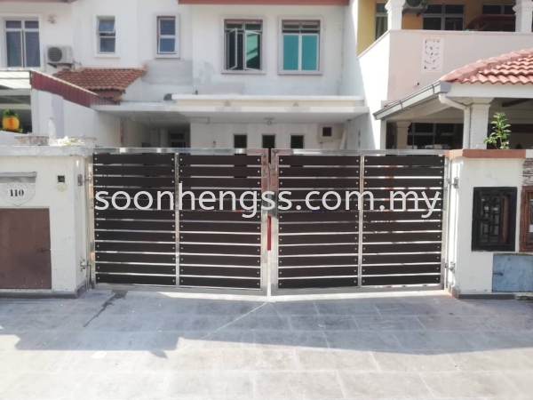  FOLDING DOOR MAIN GATE STAINLESS STEEL Johor Bahru (JB), Skudai, Malaysia Contractor, Manufacturer, Supplier, Supply | Soon Heng Stainless Steel & Renovation Works Sdn Bhd