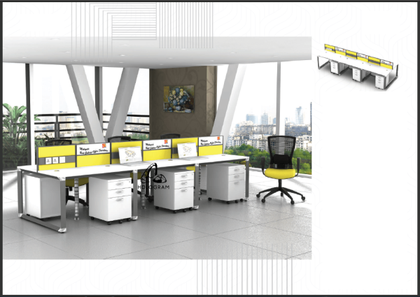 HOL-30-OR-6 6 PAX WORKSTATION WORKSTATION SERIES Office Working Table Office Furniture Johor Bahru (JB), Malaysia, Molek Supplier, Suppliers, Supply, Supplies | Hologram Furniture Sdn Bhd