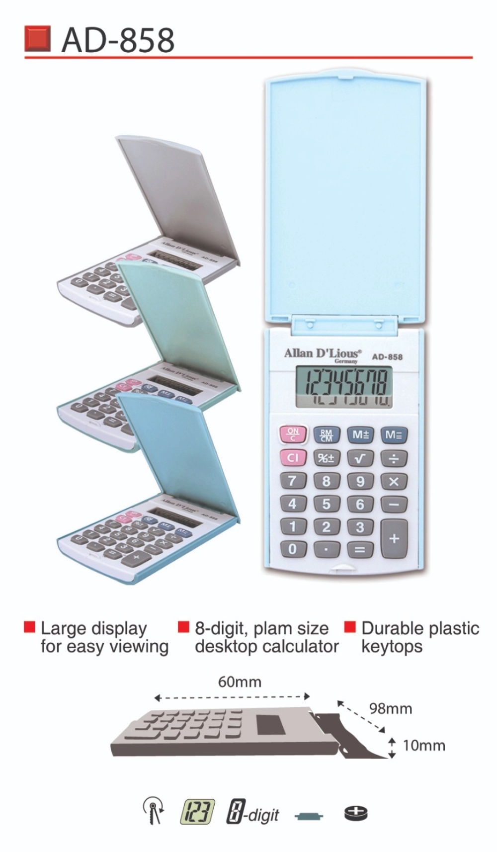 AD-858  Desktop Electronic Calculator (A)