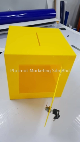 YELLOW ACRYLIC DONATION BOX