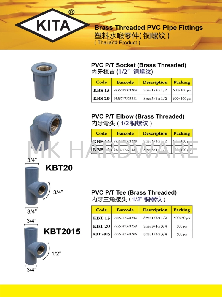 PVC P/T SOCKET (BRASS THREADED)