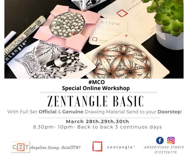 Online Zentangle Workshop  Arts and Crafts Kuala Lumpur (KL), Malaysia, Selangor, Danau Desa Class, Lesson, Workshop | Angelicioxs Studio