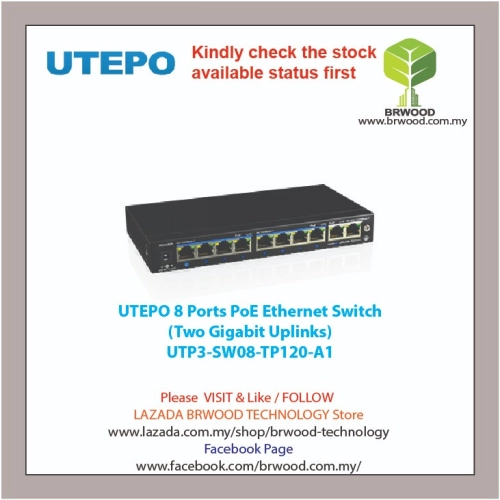 UTEPO UTP3-SW08-TP120-A1: 8 Ports PoE Ethernet Switch(Two Gigabit Uplinks)