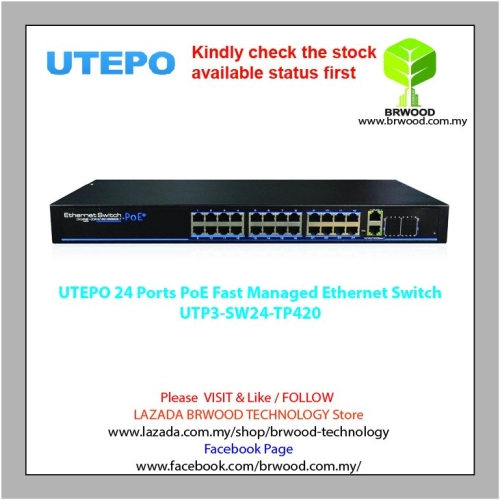 UTEPO UTP3-SW24-TP420: 24 Ports PoE Fast Managed Ethernet Switch