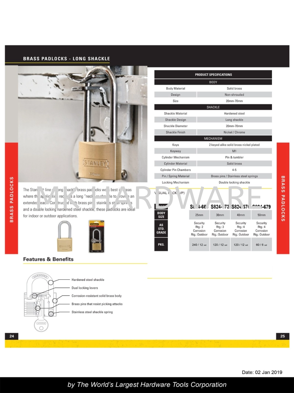 LONG SHACKLE PAD LOCK