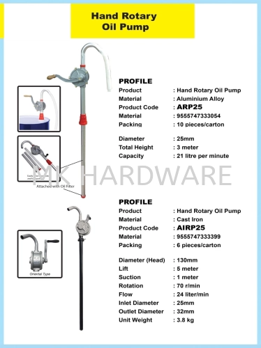 HAND ROTARY OIL PUMP