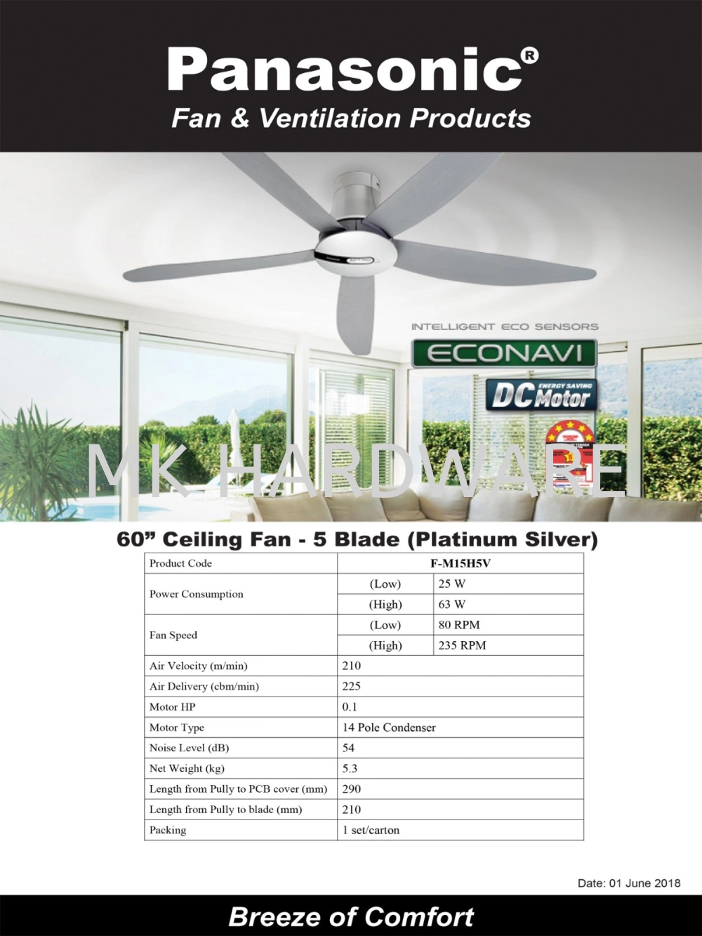 ELECTRICAL FAN 5 BLADES