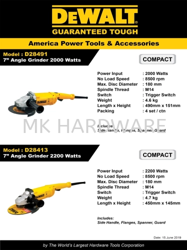 DEWALT ANGLE GRINDER 7" 