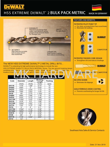 DEWALT HSS METAL DRILL BIT