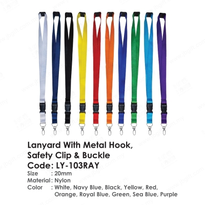 Lanyard With Metal Hook, Safety Clip & Buckle LY-103RAY