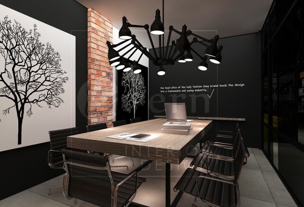 Huge Spider pendent light is a Signature for this meeting room. Cozy Industrial Design for Mr. Christ's office in Damansara, Petaling Jaya. Malaysia Shah Alam, Selangor, Kuala Lumpur (KL), Malaysia Service, Interior Design, Construction, Renovation | Lazern Sdn Bhd